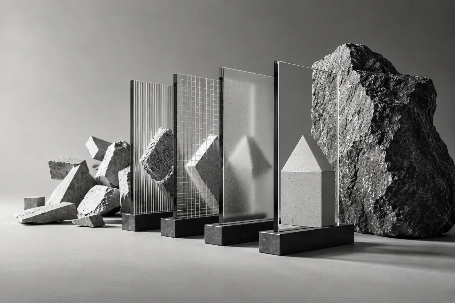 Medidor de precis&atilde;o com mostrador sem escala e ponteiro apontando com seguran&ccedil;a, apoiado sobre uma pedra irregular.